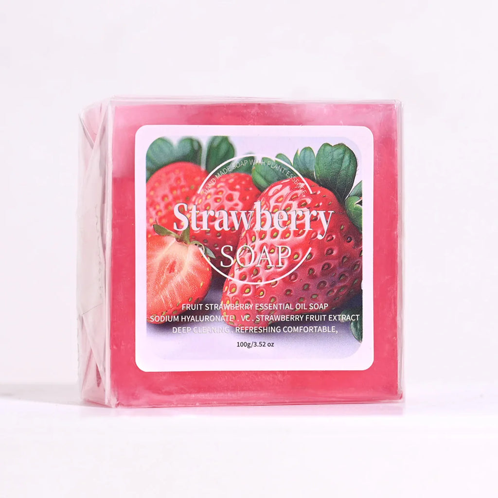 B+fruit Strawberry Soap Plant Essential Oil Deep Cleansing Handmade Qme