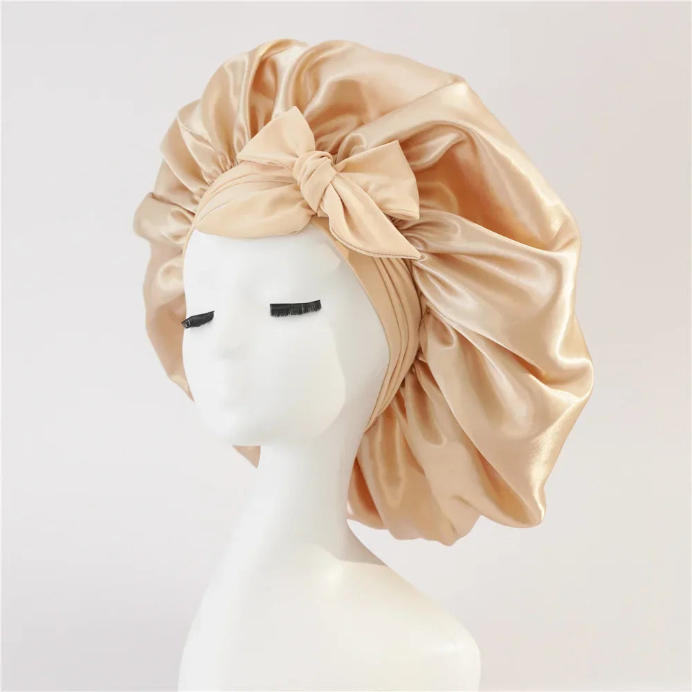 Sleeping Hat Women Satin Solid Night Sleep Cap Hair Care Bonnet Nightcap For Women Men Unisex Cap Bonnet De Nuit Shower Turban Qme Khaki