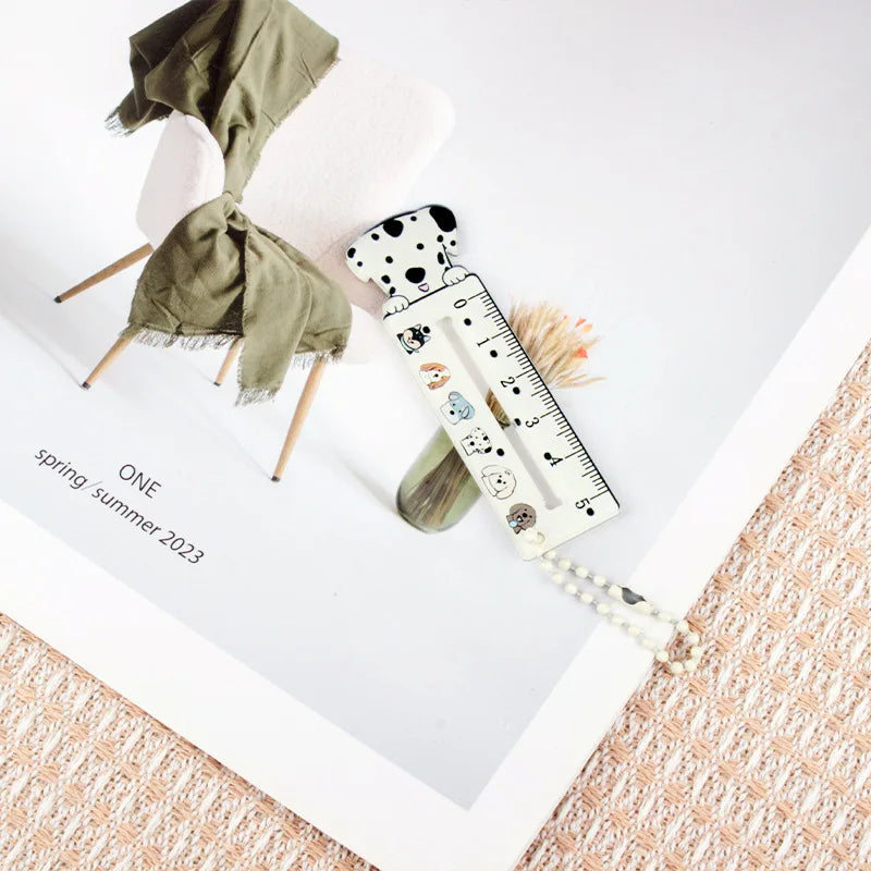 Cute Cartoon Animal Cat Dog Ruler Mini Portable Stationery Pendant Qme A8