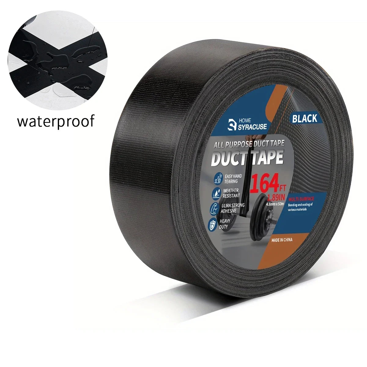 Black Super Adhesive Fabric Duct Tape Electric Bicycle Seat Repair Tarpaulin Repair Black Cloth-based Adhesive Tape Packing Tape Qme Black 20M 210U|4.8cm