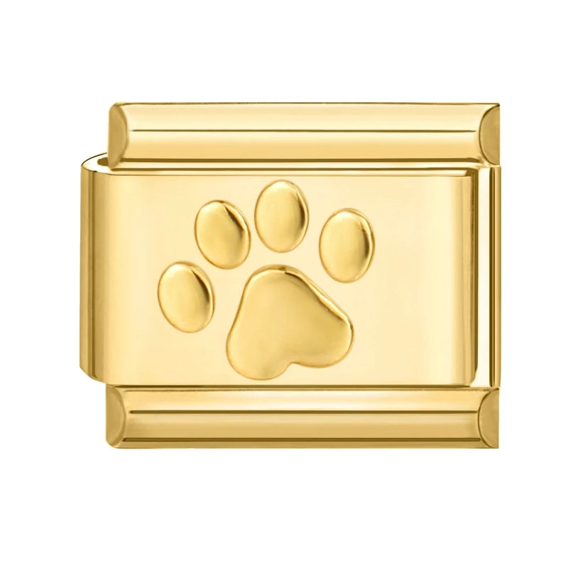 2025 New Gold Color Flower Heart Cute Cat Paws Sun Italian Charm Links Stainless Steel Fit 9mm Bracelet Jewelry DIY Making Gifts Qme Style 1