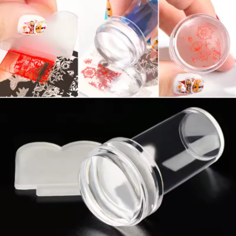 1/3/5pcs Transparent Silicone Nail Art Stamping Kit French Design For Manicure Plate Stamp Polish Seal Two Side Stamper Qme