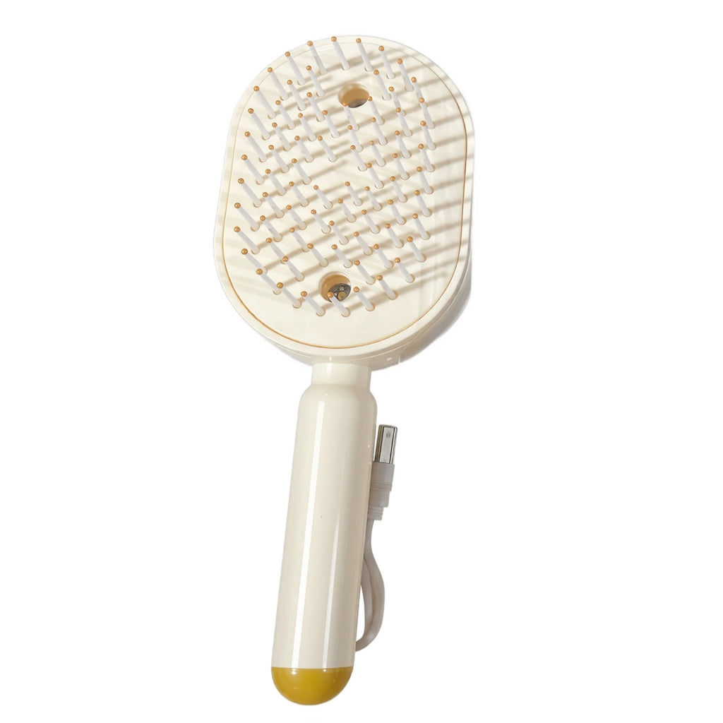 Spray Hair Straightener Comb for Smoothing and Hydrating Hair Brush for Frizz Control Air Cushion Massage Hair Caring Supplies Qme Yellow