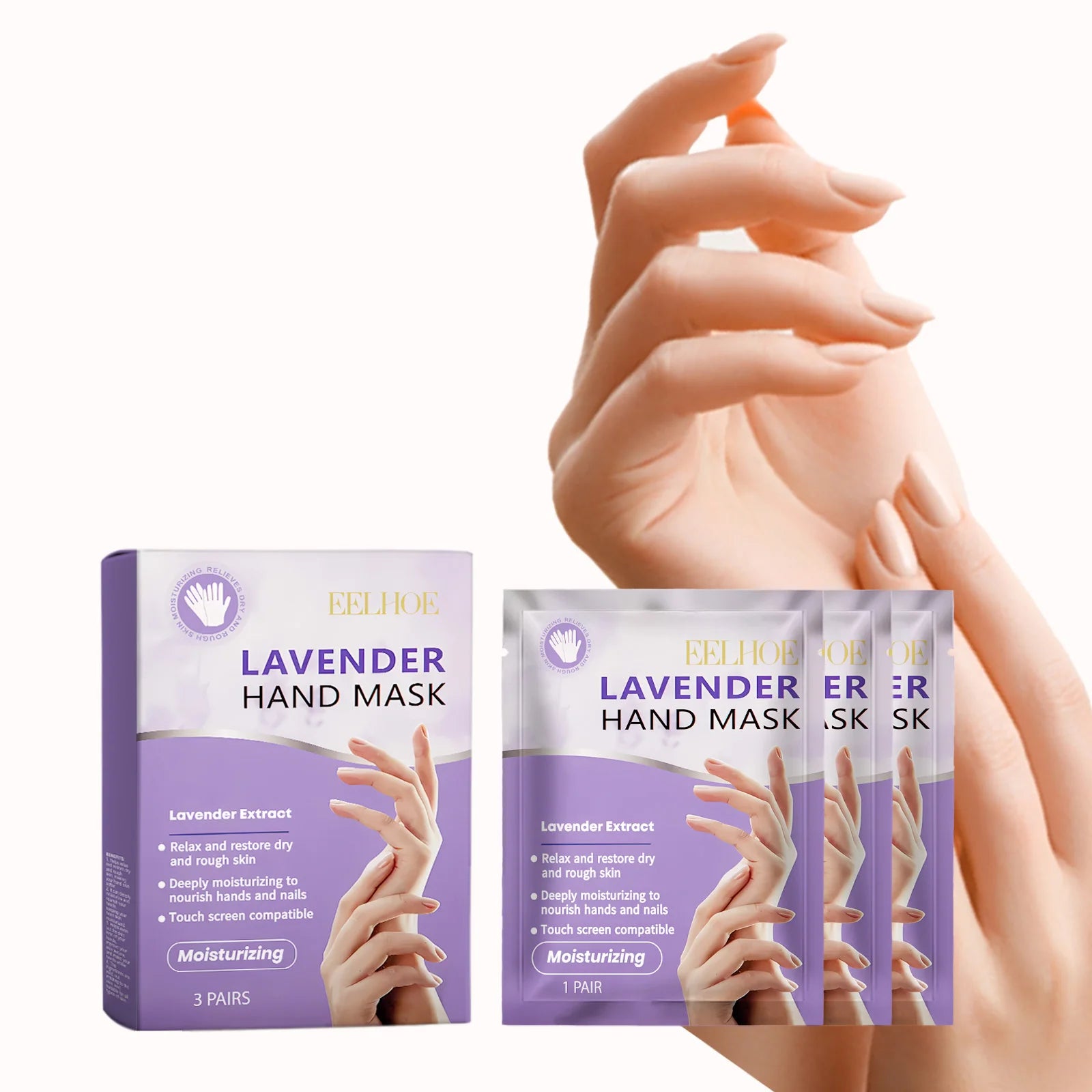 Lavender Moisturizing Hand Mask Nourishing Exfoliating Remove Dead Skin Brightening Niacinamide Hand Care for Soft Smooth Skin Qme