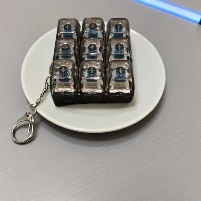 Nine Key Mechanical Keyboard Fidget Toy Keychain Stress Relief Qme