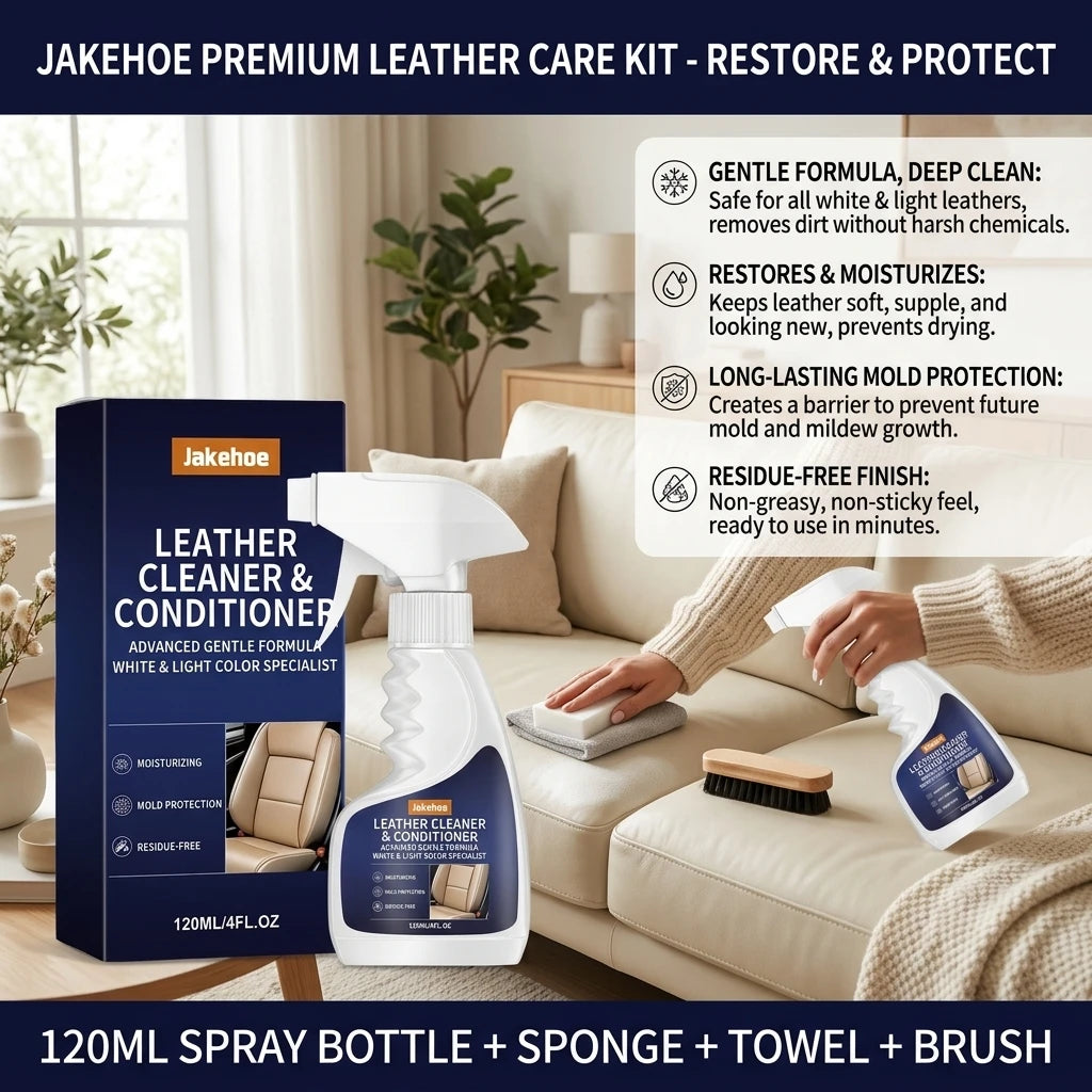 Leather Cleaning Kit Moisturize Remove Stubborn Stains Reduce Scratches Restore Leather Luster Multi-surface Leather Care Spray Qme