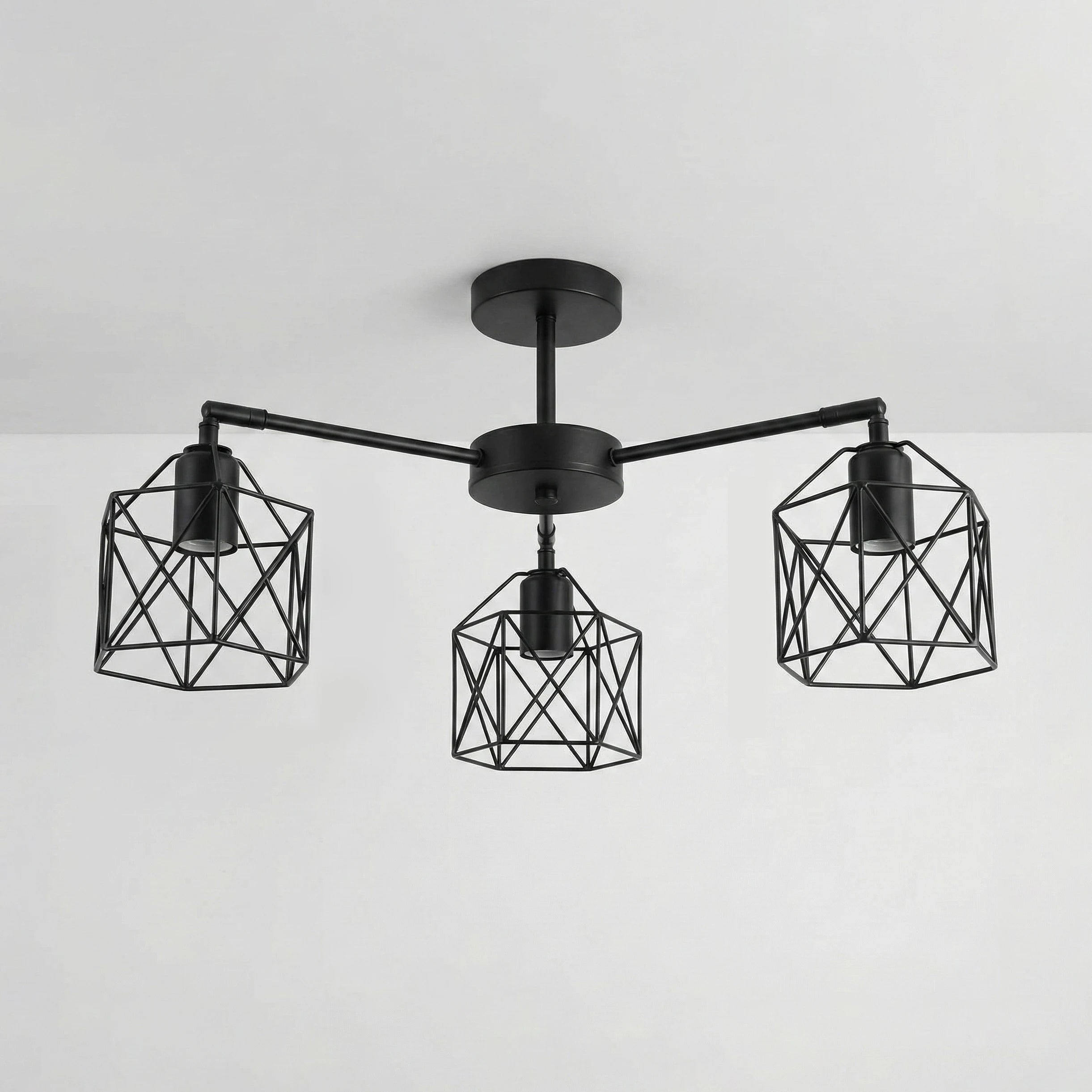 Black Iron Cage Luminaires Loft Vintage Ceiling Lights Kitchen Bedroom Living Room Study Chandelier Lighting fixtures Qme