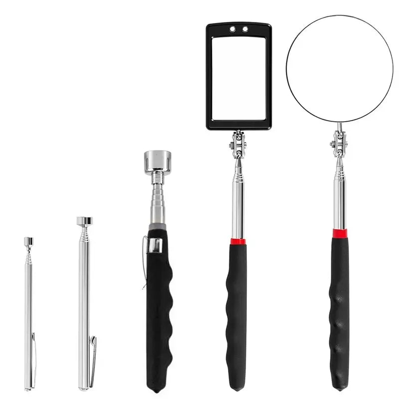 A02F-Ideal For Home And For-For Mechanics-Use Telescoping LED Inspection Mirror Magnetic Pickup Tool Set Qme As Shown