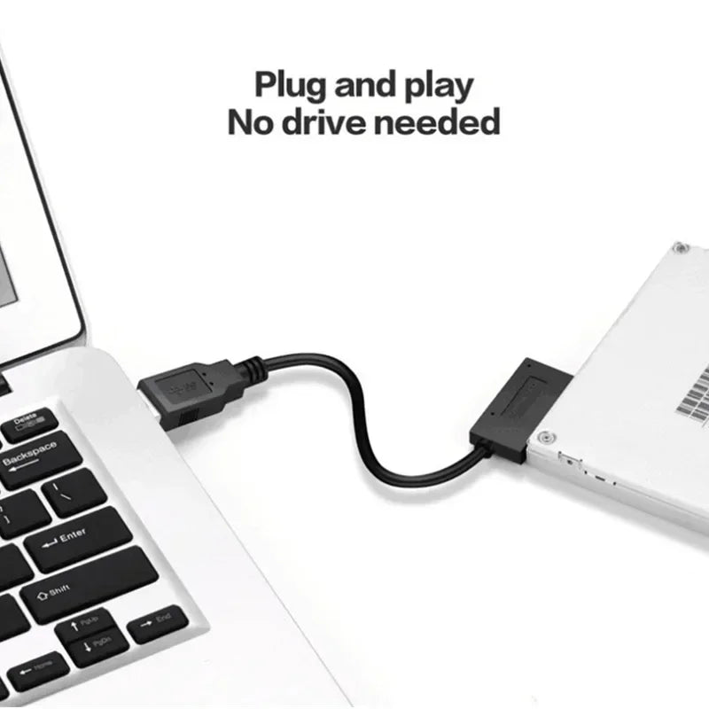 2pcs USB2.0 To Mini Sata II 7+6 13Pin Cable Adapter Converter for Laptop CD/DVD ROM Slimline Drive Qme