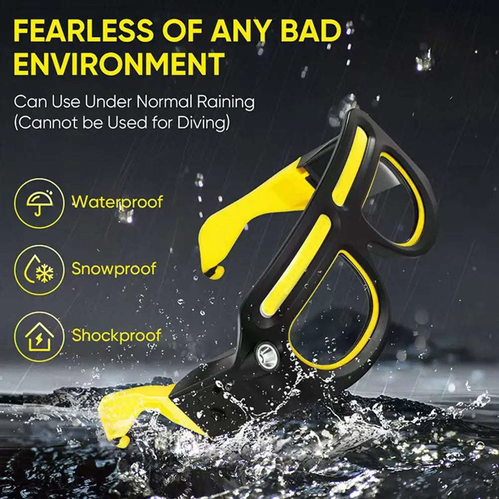 LED Glasses Rechargeable Headlight Motion Sensor 5Modes Light Up Car Qme