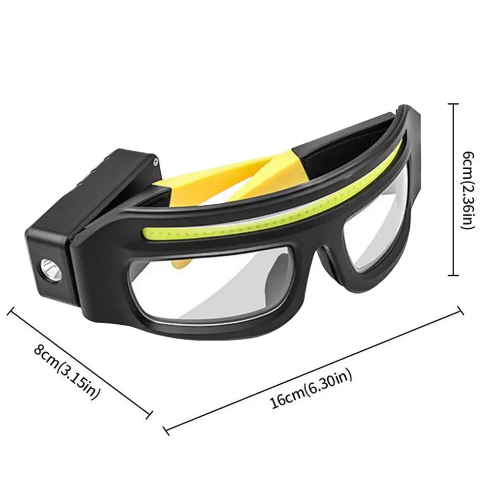 Work Glasses for Men Safety Biking Glasses Anti-Fog Eyewear with TYPE-C Light for Women Men Work Site Motorcycle Dust Sun Night Qme Yellow