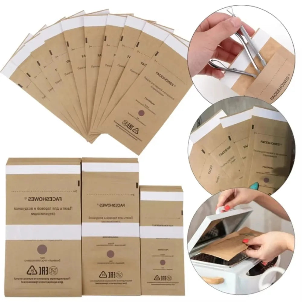 Nail Sterilizer Manicure Kraft Bags Art Clean Bag Sterilization Qme