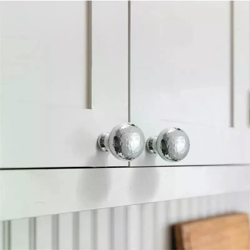 Brass Silver Ball Furniture Pull Handles - Hand-forged Hammer Cabinet Door Drawer Knob Kitchen Wardrobe Cupboard Hardware Qme