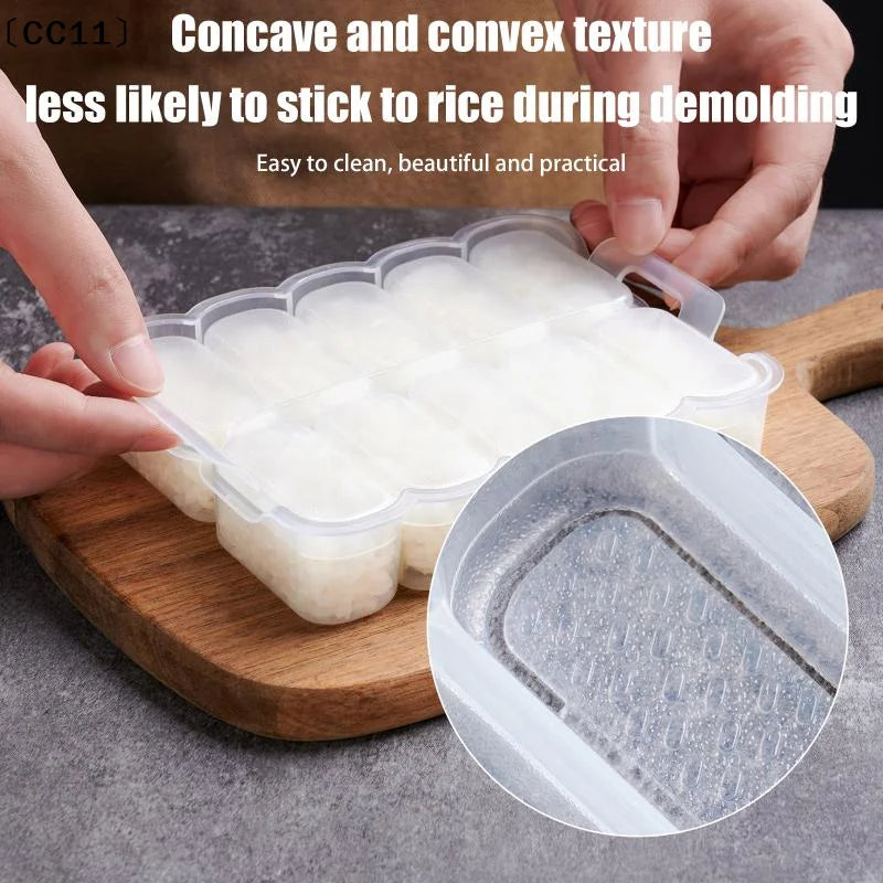 10 Grids Rice Ball Mold Spoon Sushi Non-stick Pressure Storage Box Qme