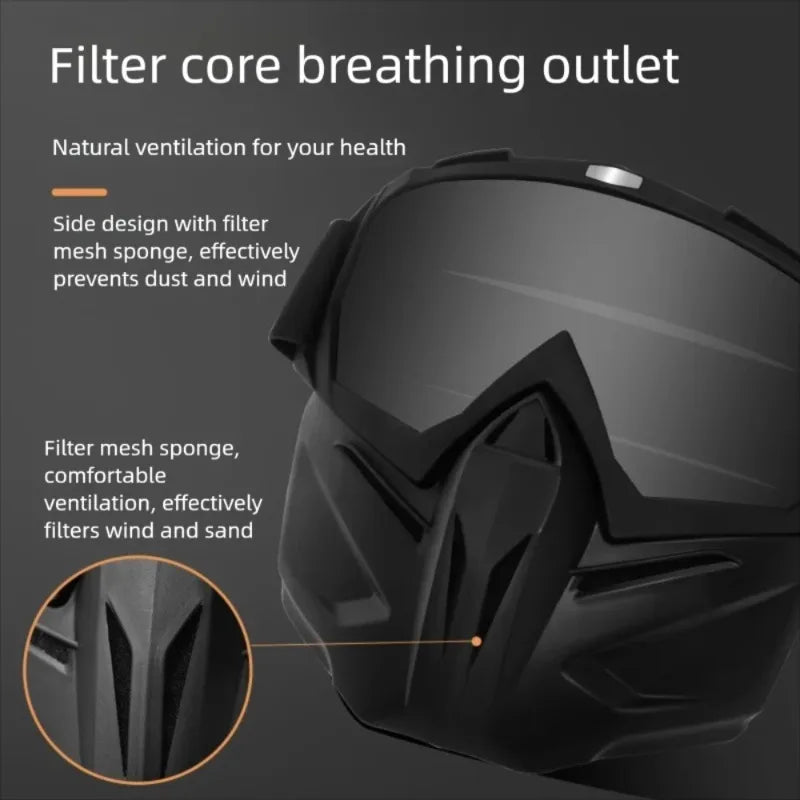 Vintage Motorcycle Helmet Mask Anti-Explosion Windproof Breathable Dustproof Riding Face Shield for Bikers Qme