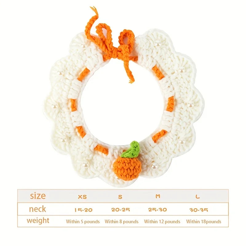 Cat Collar Cute handmade woven collar for cats, with bow and large orange style, suitable for cat and dog accessories Qme