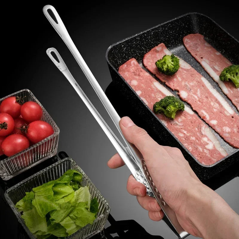 Stainless Steel Barbecue Tongs Kitchen Food Clip BBQ Grill Meat Qme