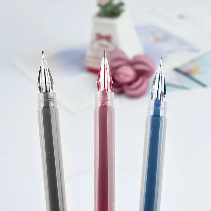 3/10pcs/mix Diamond tip Gel Pen,0.38mm Large-capacity Black/Blue/Red ink Exam Signing Writing School Office Supplie Stationery Qme