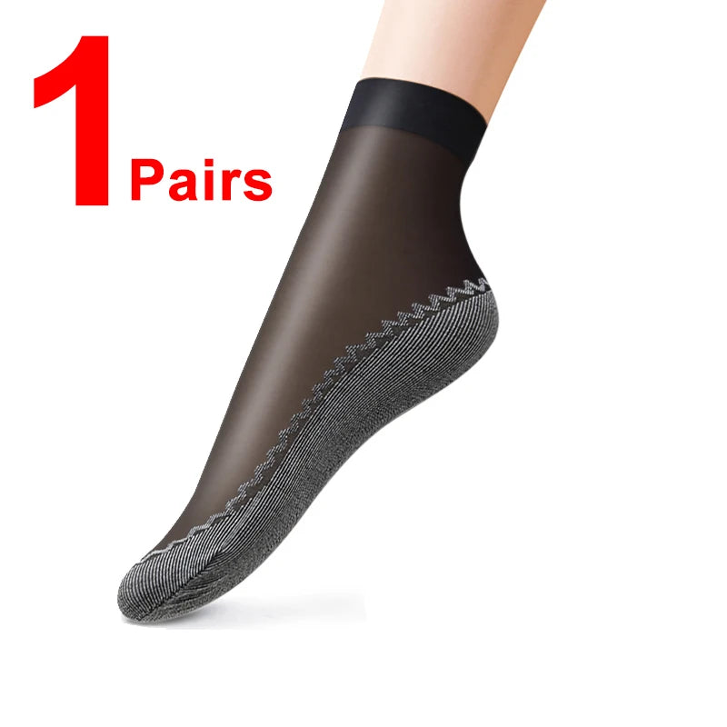 1 10 Pairs Women Socks Soft Woman Summer Ultrathin Breathable Sock Qme Black-1Pairs One Size