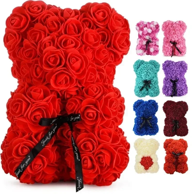 Artificial Flower Eternal Rose Teddy Bear Mom Mother's Day Birthday Qme