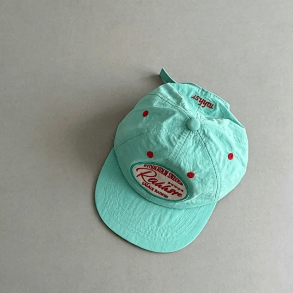 Breathable Quick-Drying Baseball Cap Embroidered Letters Sun Protection Lightweight Duckbill Cap Versatile Wear Flat Brim Qme Green