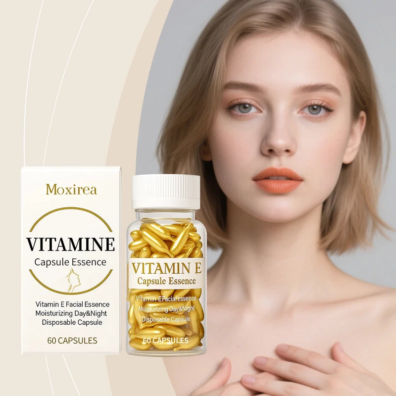 60 Capsules Serum Vitamin E Lightweight Texture Moisturizing Qme