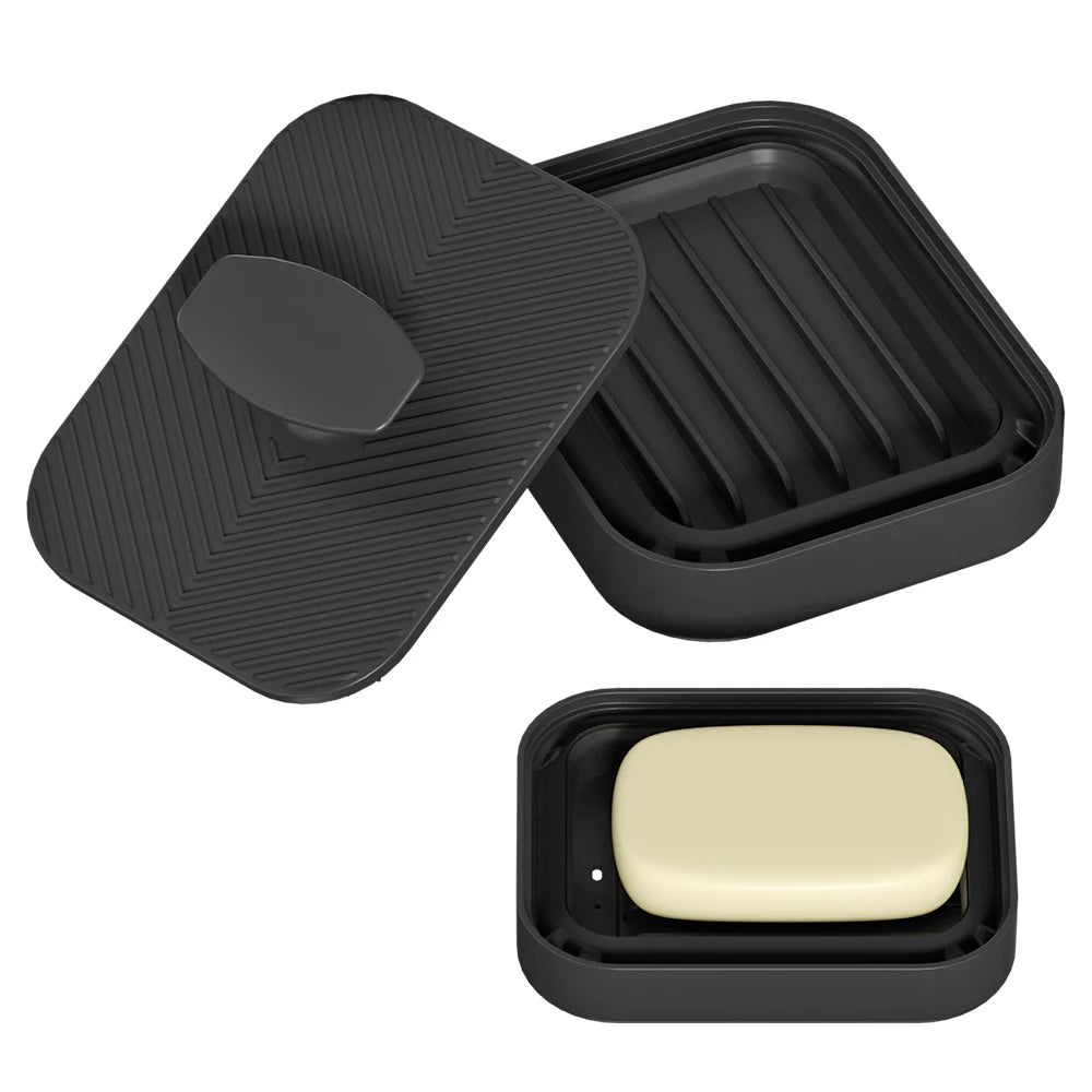 1 Silicone Soap Storage Box Foldable Exhaust Hole Anti Slip Portable Qme