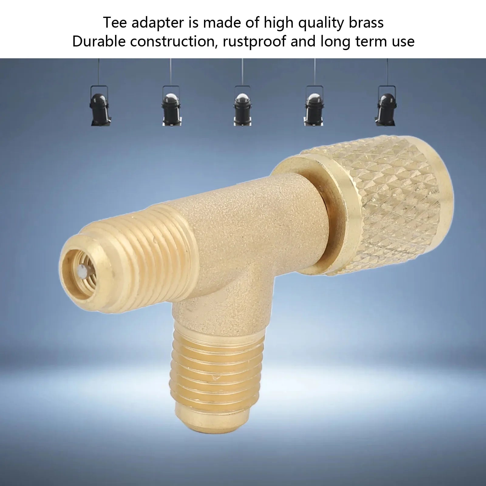 Quick Coupler Tee Adapter with Valve Core Brass 1/4in SAE Sturdy Structure for R22 R12 R134 Qme