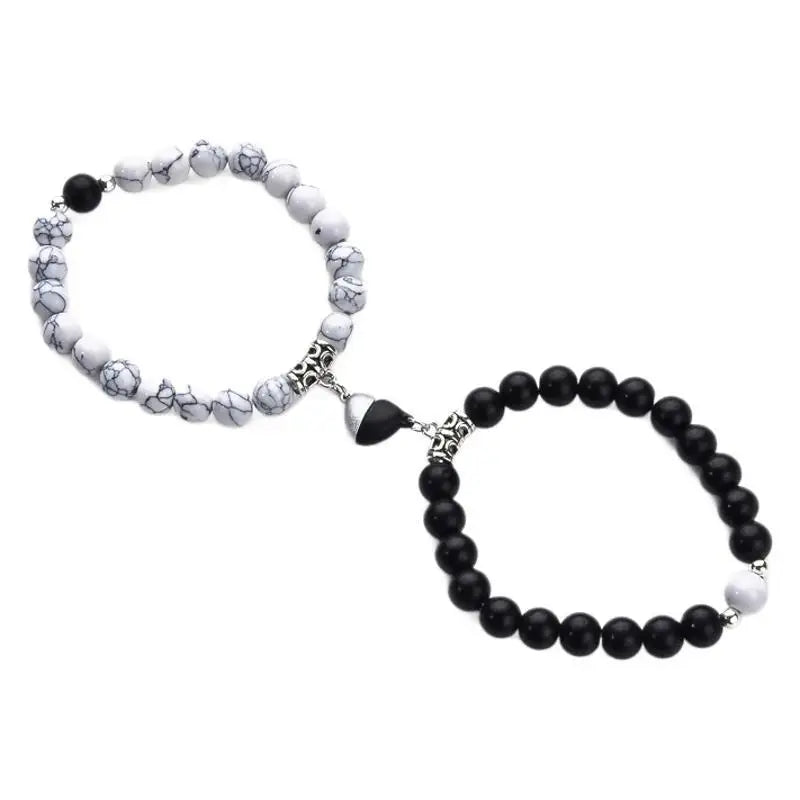 Hot Sale Zinc Alloy Purple and More Colors Couple Bracelets Heart Magnetic Attraction Matching Bracelet for Lovers Qme