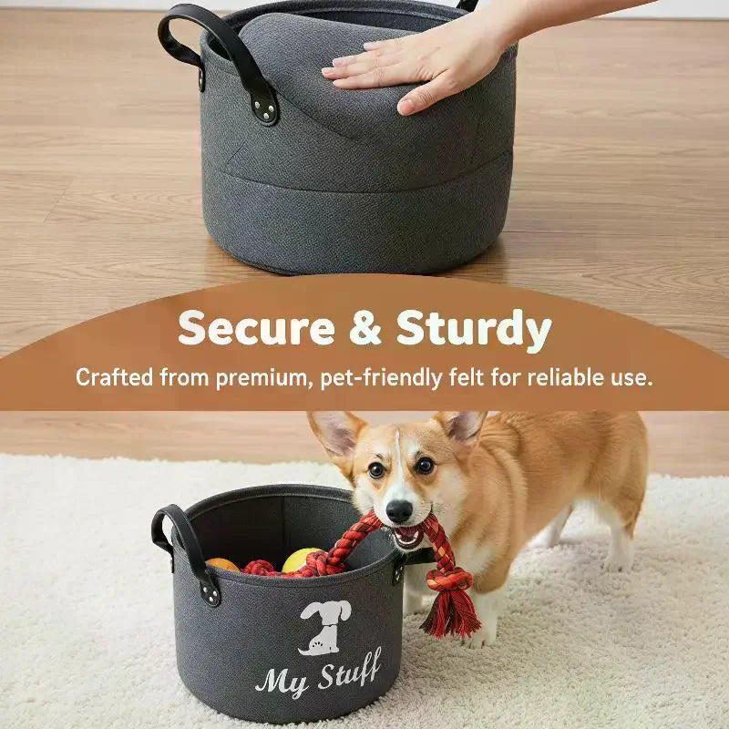 Felt Pet Toy Box Pet Toy Storage Basket Dog Toy Box Special Storage Basket For Organizing Pet Supplies Blanket Pet Storage Box Qme