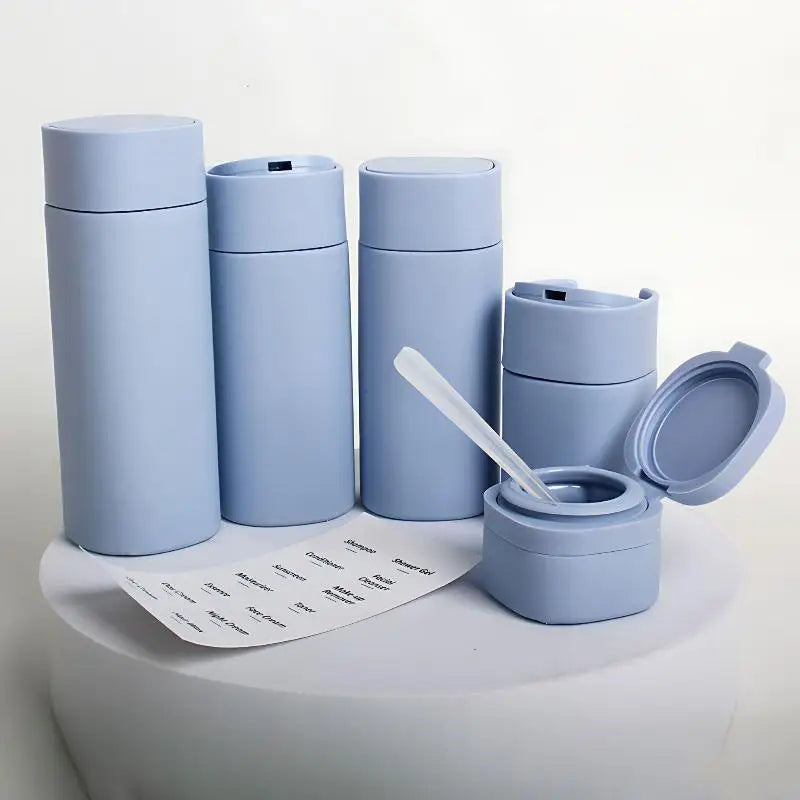 Hydrating Makeup Dispensing Bottles Portable Lotions Shampoos Qme Blue