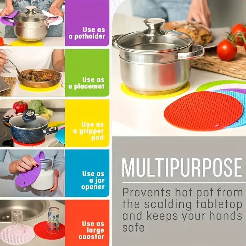 Multifunctional Kitchen Silicone Tableware Mat Hot Dishes Heat Resistant Pads Non Slip Pot Holders Kitchen Counter Accessories Qme