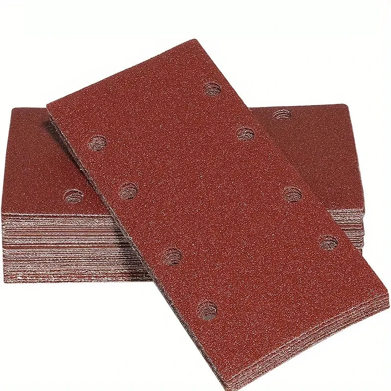 50pcs Assorted Grit Sanding Sheets Set, 93 x 185mm, 8-Hole, for Rectangular Sanders, Wood Compatible, Manual Sanding Pads Qme