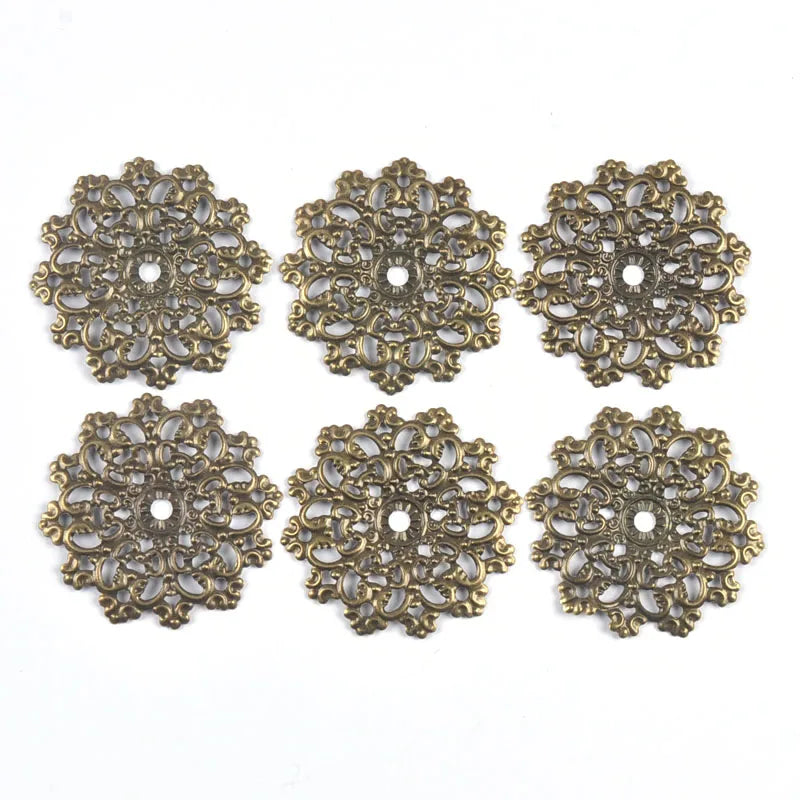 10Pcs Bronze/Gold/Silver Filigree Flower Wraps Connectors For Making Scrapbook DIY Embellishments Home Decor Metal Crafts yk0897 Qme Bronze