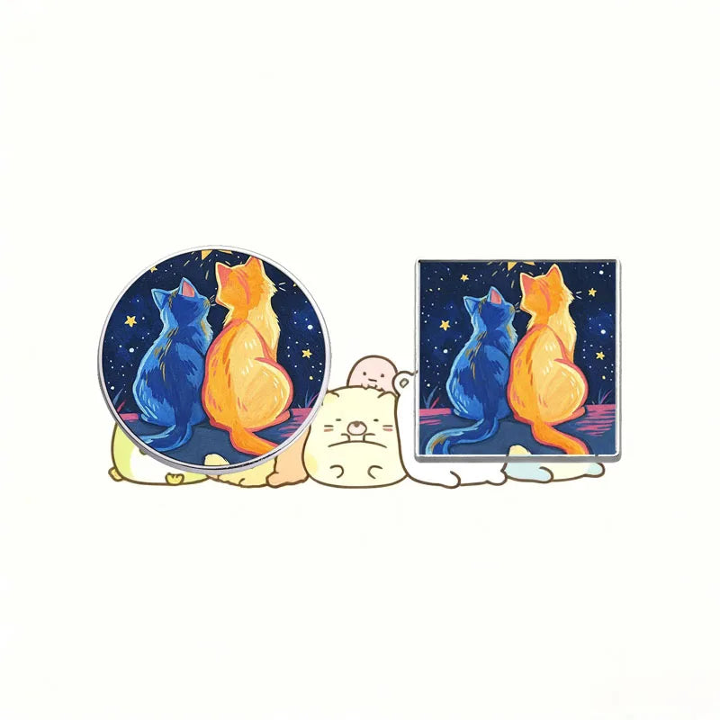 Cute Cartoon Starry Sky Cat Enamel Pin Lovely Galaxy Kitten Metal Brooch For Bag Clothes Decor Collection Holiday Small Gifts Qme style3-group