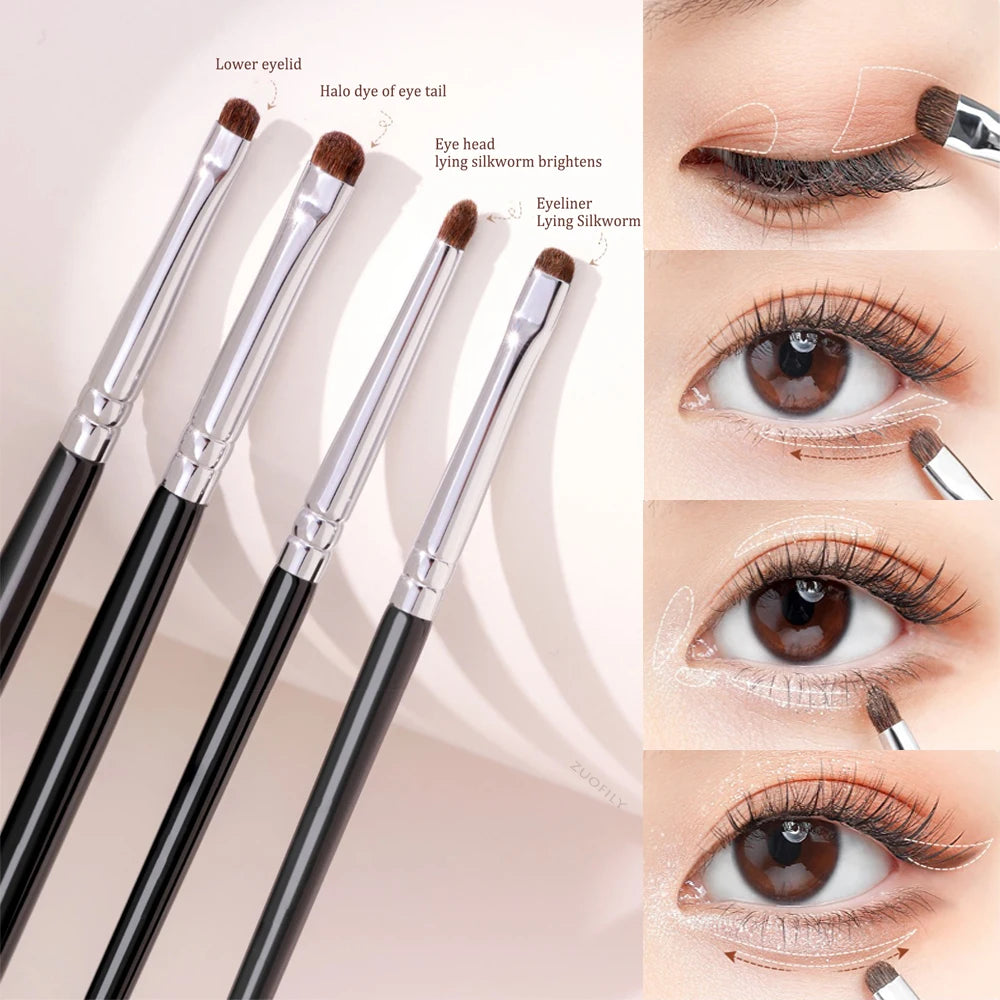 Detail Small Eyeshadow Makeup Brushes Eyebrow Brush Flat Fine Eyeliner Brush Highlights Smudge Silkworm Shadow Brush MakeUp Tool Qme