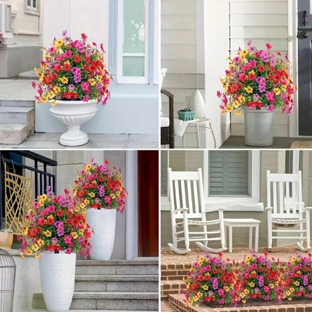 Artificial Topiary Ball Plant Sun-Resistant Fade-Proof 2 Pieces 22inch Flower Topiary Ball Outdoor Decor for Porch Patio Qme