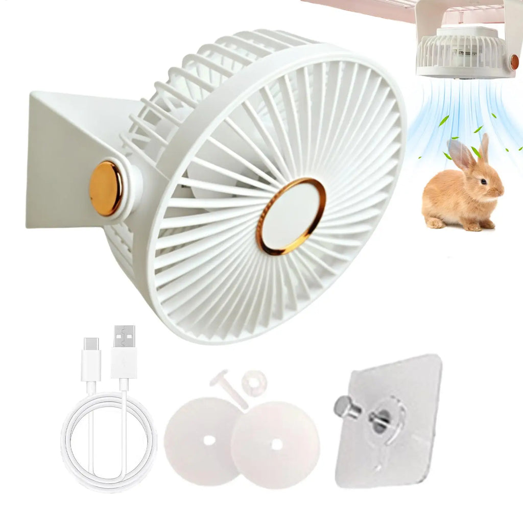 Bunny Cooling Fan Portable No-Drill USB Rechargeable Hamster Summer Cooling Fan for Gerbil Chinchilla Ferret Summer Home Qme