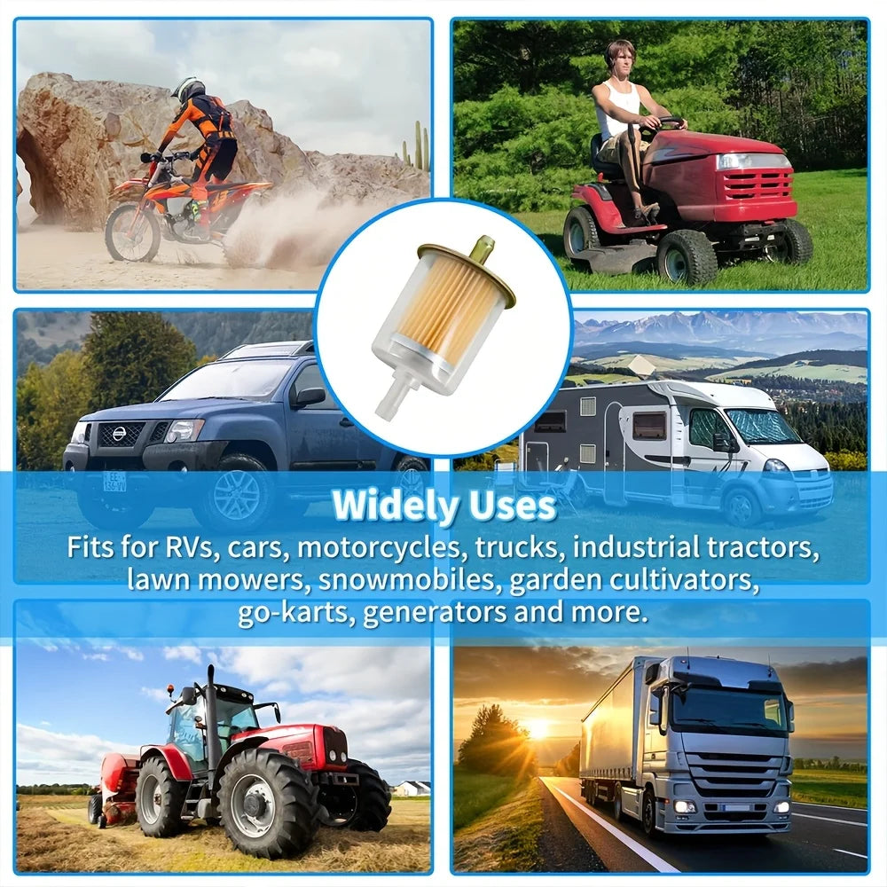 Universal Clear Fuel Filter Gasoline Filter For Motorcycle Car ATV Dirt Bike Scooter Small Engine Fuel Line Filtration Accessory Qme