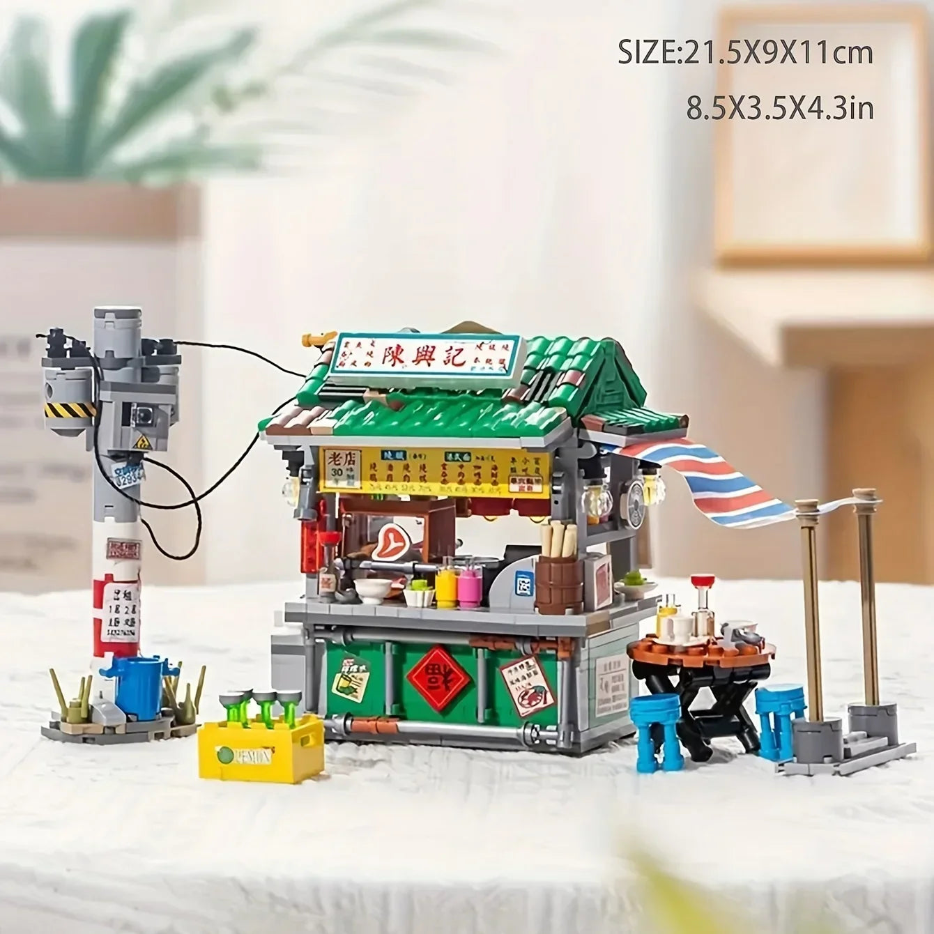 Mini City Street View Architectural Landscape Model Building Blocks Takoyaki Shop Food Stall Restaurant Toys Christmas Kids Gift Qme