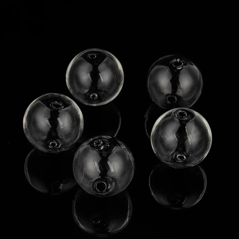 PandaHall 100pcs Handmade Blown Glass Globe Beads, Two Holes Round Clear, 10-60mm Assorted Sizes for DIY Jewelry Making Qme