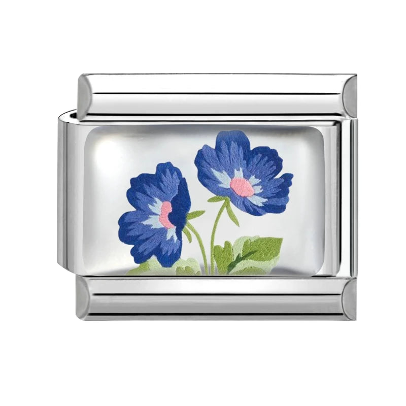 Colorful Brilliant Flowers Sunflower Lotus Tulip Charm Italian Link Fit 9mm Stainless Steel Bangles DIY Making Jewelry Bracelets Qme Style 5