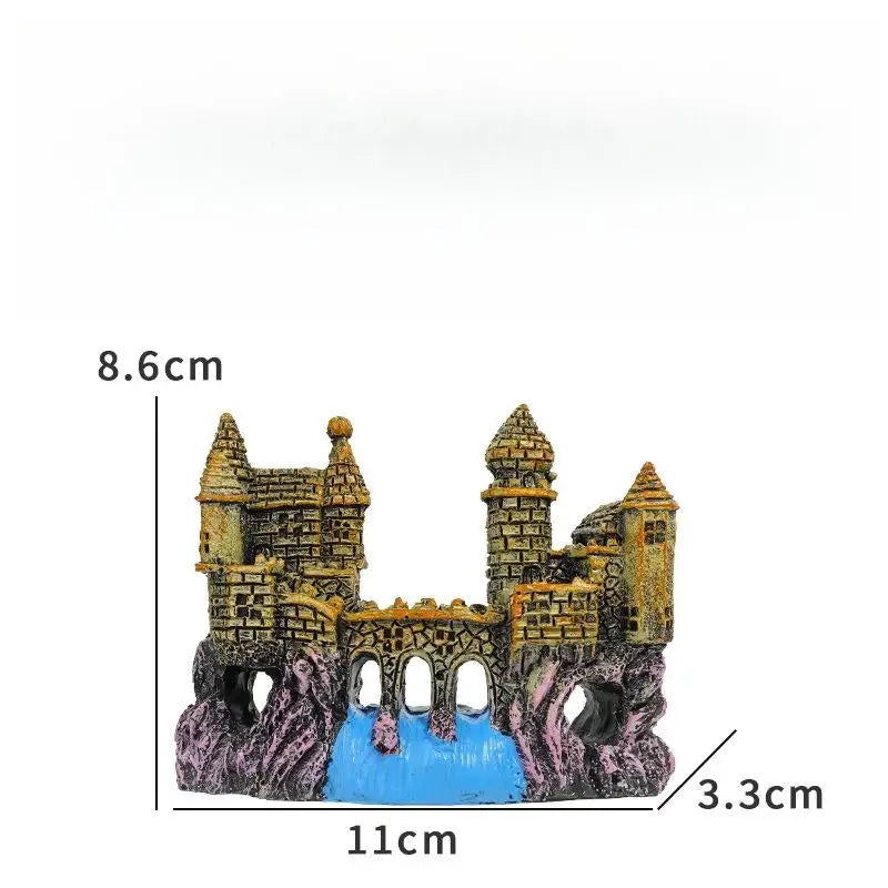 Landscaping Resin Rockery Aquarium Home Craft Creative Castle Shape Qme 11CM B
