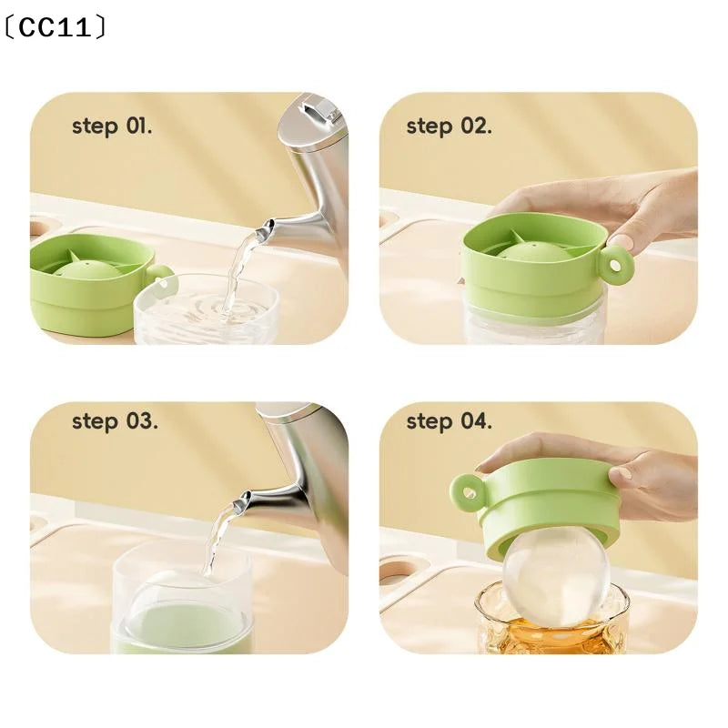 Ice Ball Maker Round Silicone Mold Cocktails Bourbon Sphere Tray Qme