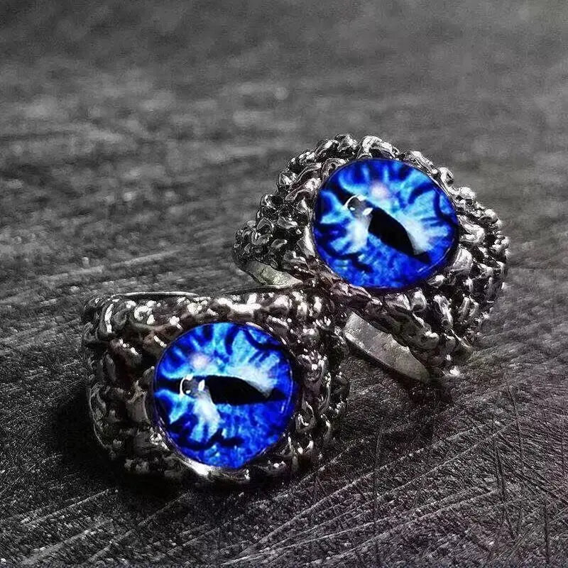 Fashion Creative Evil Dragon Eye Rings For Personality Male Punk Colors Ring Jewelry Men's Bar Night Club Accessories Gifts Qme