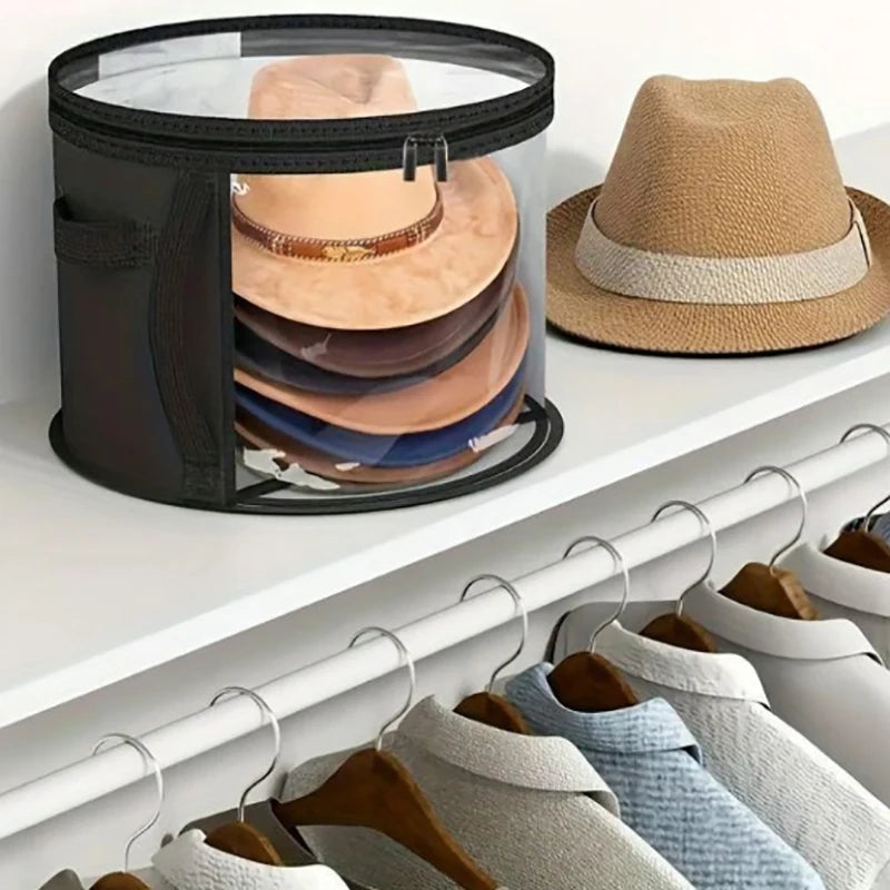 Bucket Clothes Organizers Zippered Lid Travel Bags Hat Storage Box Qme