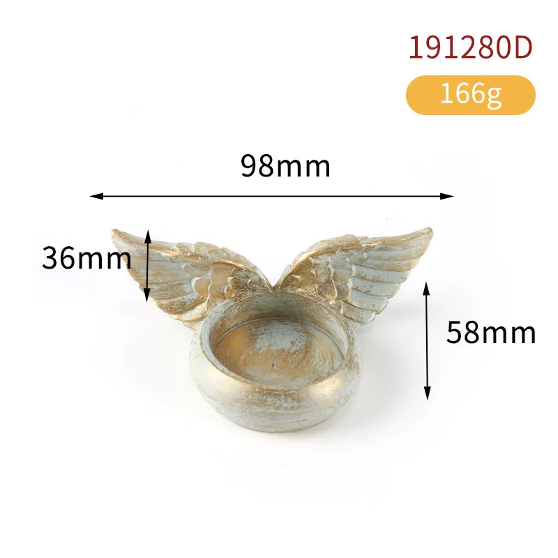 Retro Angel Wing Resin Candle Cup Classic Home Decoration Ornament Qme blue M 1Pc