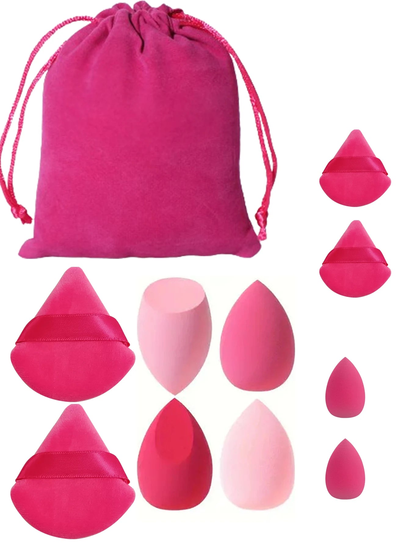 12-piece Makeup Powder Puff Sponge Triangle Loose Blender Mini Qme Pink