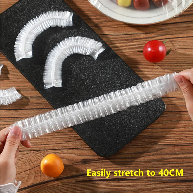 100PCS Disposable Food Cover Plastic Wrap Kithchen Refrigerator Fruit Food Stretch Protection Flim Dustproof Bowls Cups Caps Bag Qme