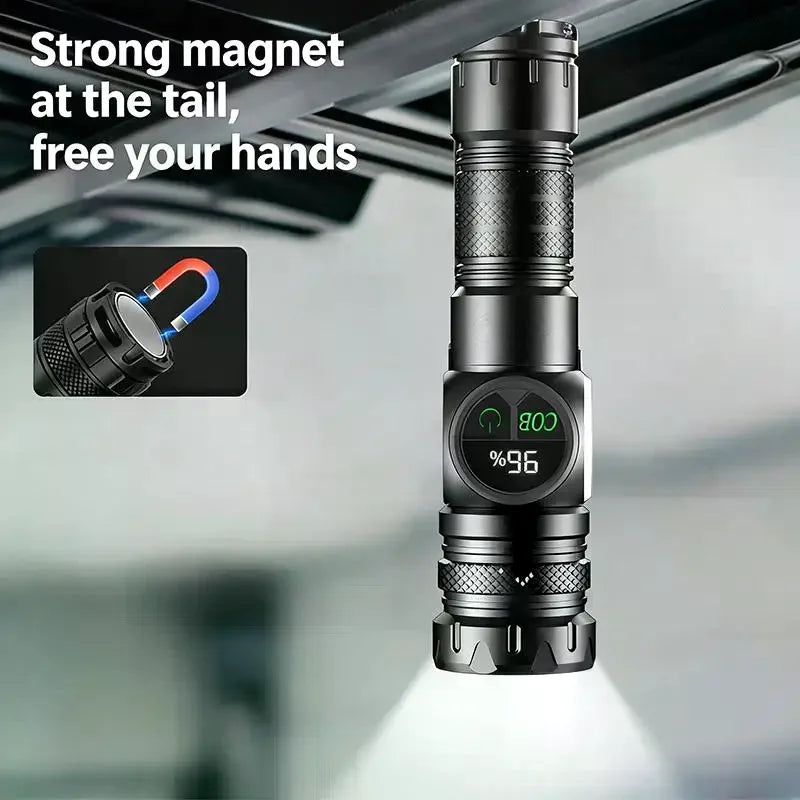 Super Powerful Flashlights USB Rechargeable LED Flashlight Magnetic Tactical Flashlight With COB Side Light Camping Fishing Qme